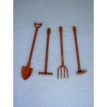 l2 1_4" Miniature Rusted Garden Tools