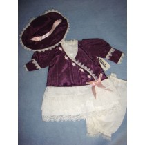 Vee's Victorian 18" Purple Taffeta & White Lace Dress w/Bloomers & Bonnet