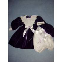 Vee's Victorian 20" Purple Velvet Dress w/Bloomers & Hat
