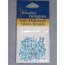 Fire Polished Czech Glass Beads - 4mm Aqua - Pkg_75