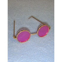 Glasses - Round - 3" Gold Wire w_Rose Lens