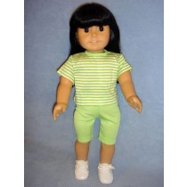 Lime Green & White Striped T-Shirt for 18" Dolls