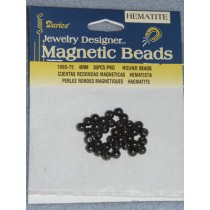 Magnetic Hematite - 4mm Round - Pkg_36