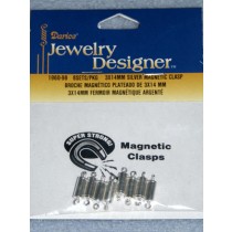 Magnetic Jewelry Clasps - 3mm x 14mm Silver - Pkg_8