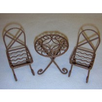 Mini Iron Fairy Garden Table & Chairs - Rustic