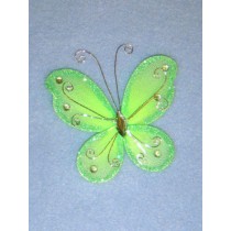Organza Butterflies - 3" Apple Green Pkg_12
