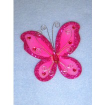 Organza Butterflies - 3" Fuchsia Pkg_12