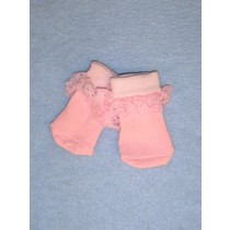 Pink Lace Trimmed Anklets - 15"-18"