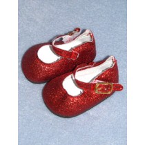 Shoe - Elegant Ankle Strap - 3 3_8" Red Glitter