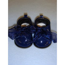 Shoe - Patent w_Ribbon Laces - 3" Navy Blue