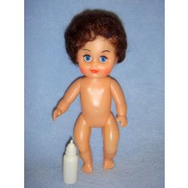9" Vinyl Doll w_Bottle - Brown Hair