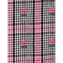 |Fabric -Plaid w_Pink Flowers Woven