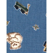 Fabric -Teddies & Wagons Woven-Blue
