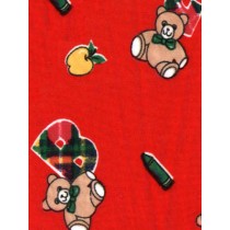 Fabric - Bears w_Alphabet Knit -Red