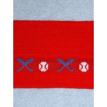 |Knit Trim - Red w_Baseball Design