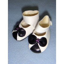 Shoe - Ankle Strap - 2 1_8" White w_Black Bow