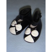 Shoe - Ankle Strap - 2 3_4" Black w_White Bow