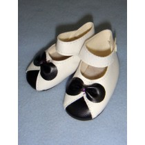 Shoe - Ankle Strap - 2 3_4" White w_Black Bow