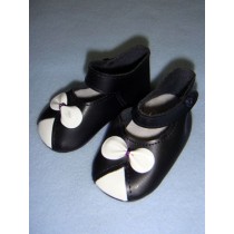 Shoe - Ankle Strap - 3 1_2" Black w_White Bow