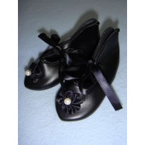 Shoe - French Toe w_Rosette - 3 3_8" Black
