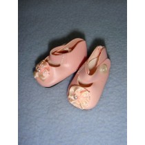 Shoe - German Strap w_Rosette - 1 1_2" Pink