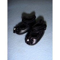 Shoe - German Strap w_Rosette - 1 1_4" Black