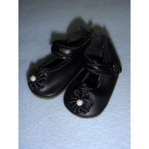 Shoe - German Strap w_Rosette - 2 1_2" Black