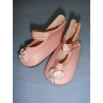 Shoe - German Strap w_Rosette - 2 1_2" Pink