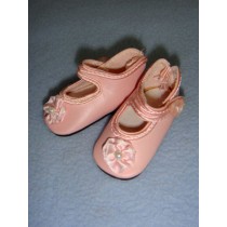 Shoe - German Strap w_Rosette - 2 1_4" Pink