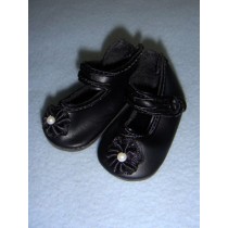 Shoe - German Strap w_Rosette - 2 3_4" Black