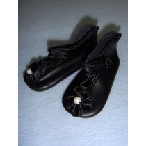 Shoe - German Strap w_Rosette - 3 1_4" Black