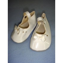 Shoe - Patent w_Bow - 4 5_8" White