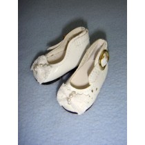 Shoe - Patent w_Lace Bow & Cutouts - 2 1_8" White