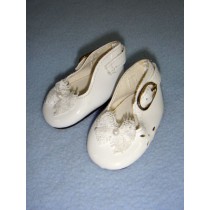 Shoe - Patent w_Lace Bow & Cutouts - 2 3_8" White