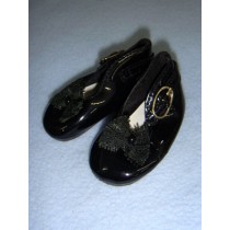 Shoe - Patent w_Lace Bow & Cutouts - 2 5_8" Black