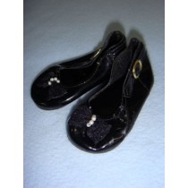 Shoe - Patent w_Lace Bow & Cutouts - 3 3_4" Black