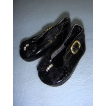 Shoe - Patent w_Lace Bow & Cutouts - 3" Black