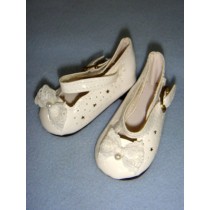 Shoe - Patent w_Lace Bow & Star Cutouts - 3 1_2" White