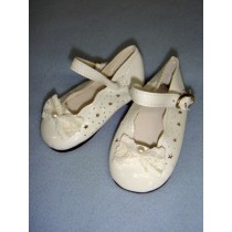 Shoe - Patent w_Lace Bow & Star Cutouts - 3 1_4" White