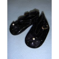 Shoe - Patent w_Lace Bow & Star Cutouts - 3 3_4" Black