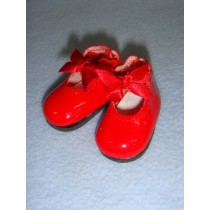 Shoe - Patent w_Ribbon Bow - 2 1_8" Red