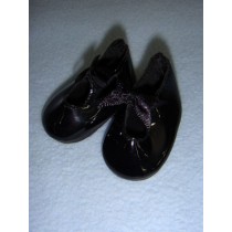 Shoe - Patent w_Ribbon Bow - 2 3_8" Black