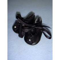 Shoe - Satin Tie w_Rosette - 2 1_4" Black