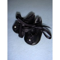 Shoe - Satin Tie w_Rosette - 2" Black