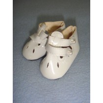 |Shoe - Two-Strap Patent w_Cutwork - 2 1_2" White