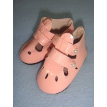 Shoe - Two-Strap Patent w_Cutwork - 3 1_4" Pink