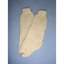 Sock - Cotton Crochet w_Design - 15-18" Ivory (2)