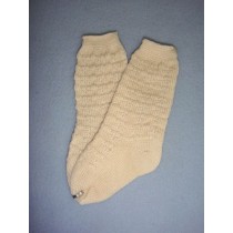 Sock - Cotton Crochet w_Design - 15-18" Ivory (2)
