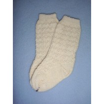 |Sock - Cotton Crochet w_Design - 18-20" Ivory (4)