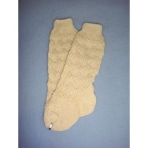 |Sock - Cotton Crochet w_Design - 18-20" Ivory (4)